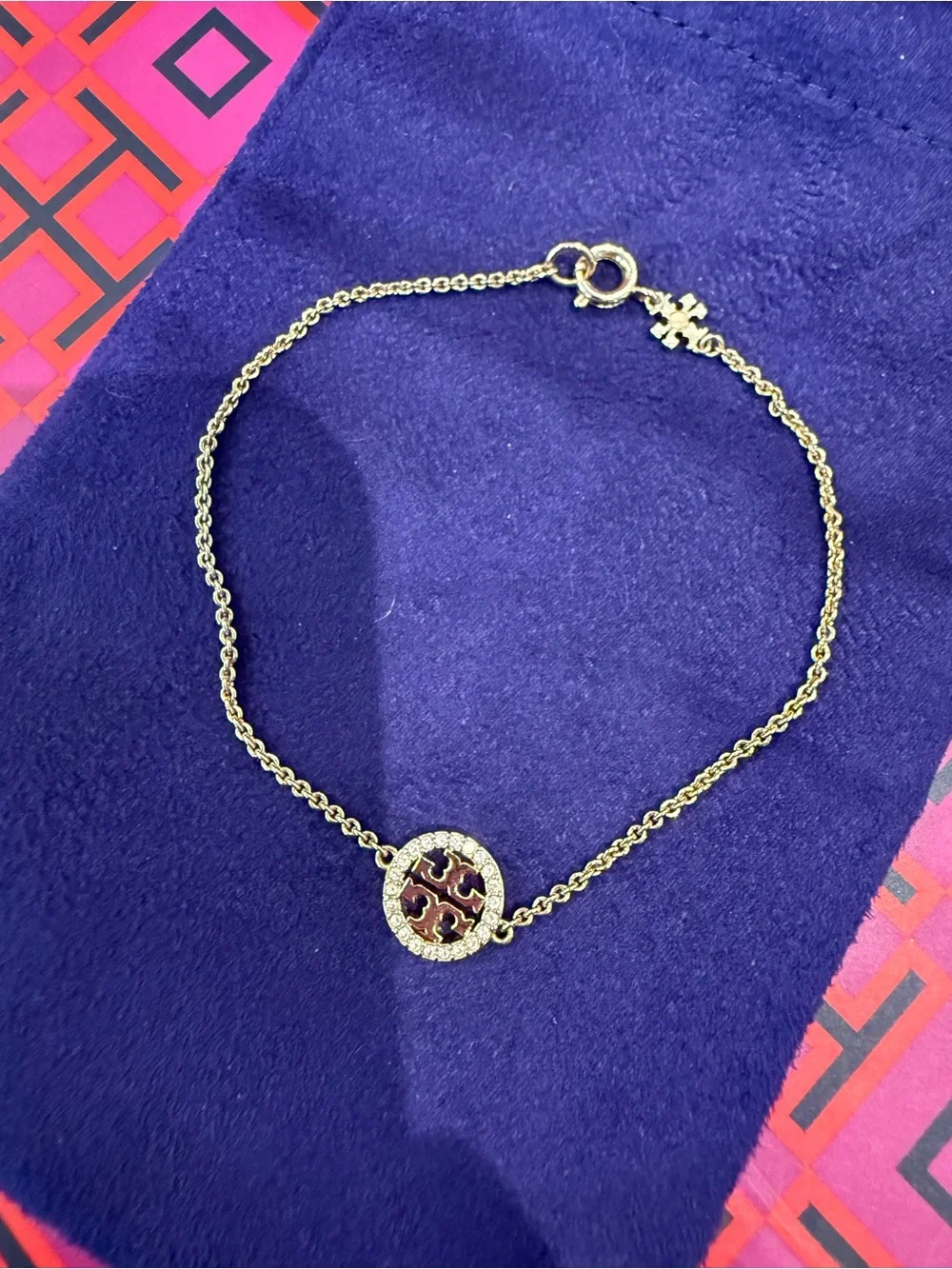 TORY BURCH *NWOT* Miller Pave Delicate Chain Bracelet in Gold